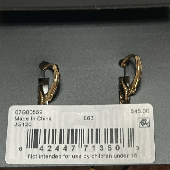 Givenchy Huggies pierced hoops earrings Cubic Zircona set in gold metal-1 1/2” - Picture 4 of 7